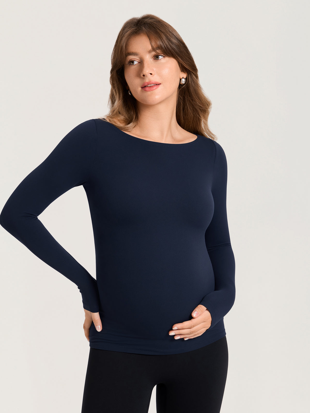 AirSofta Boatneck Maternity Top - Long Sleeves